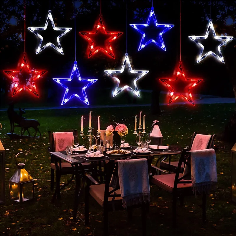 Patriotic Window Light - Red White Blue 4th July Decor
