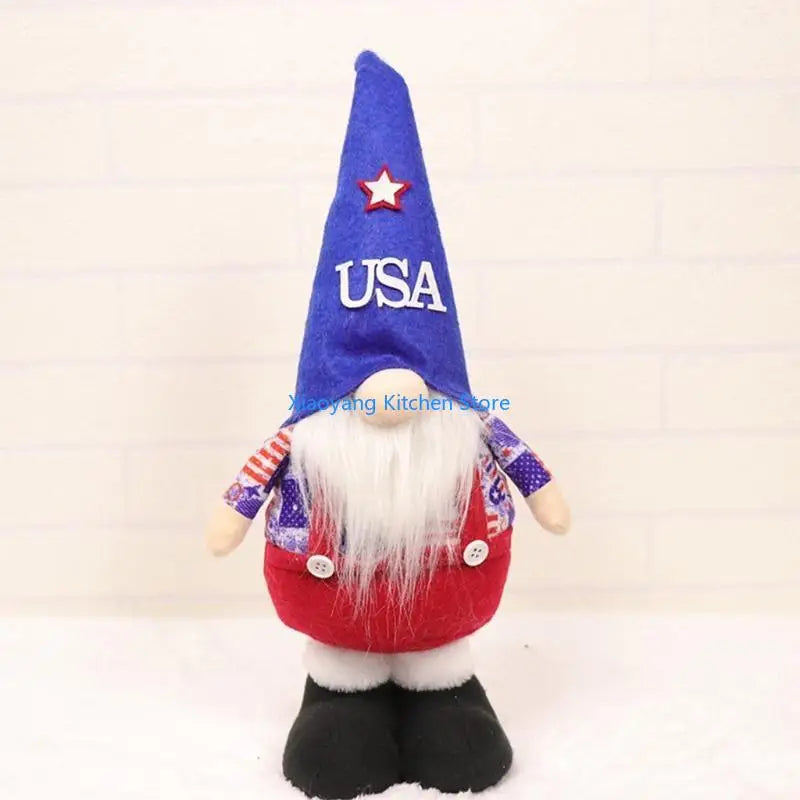 Patriotic Gnome Figurine - American Flag Red White Blue