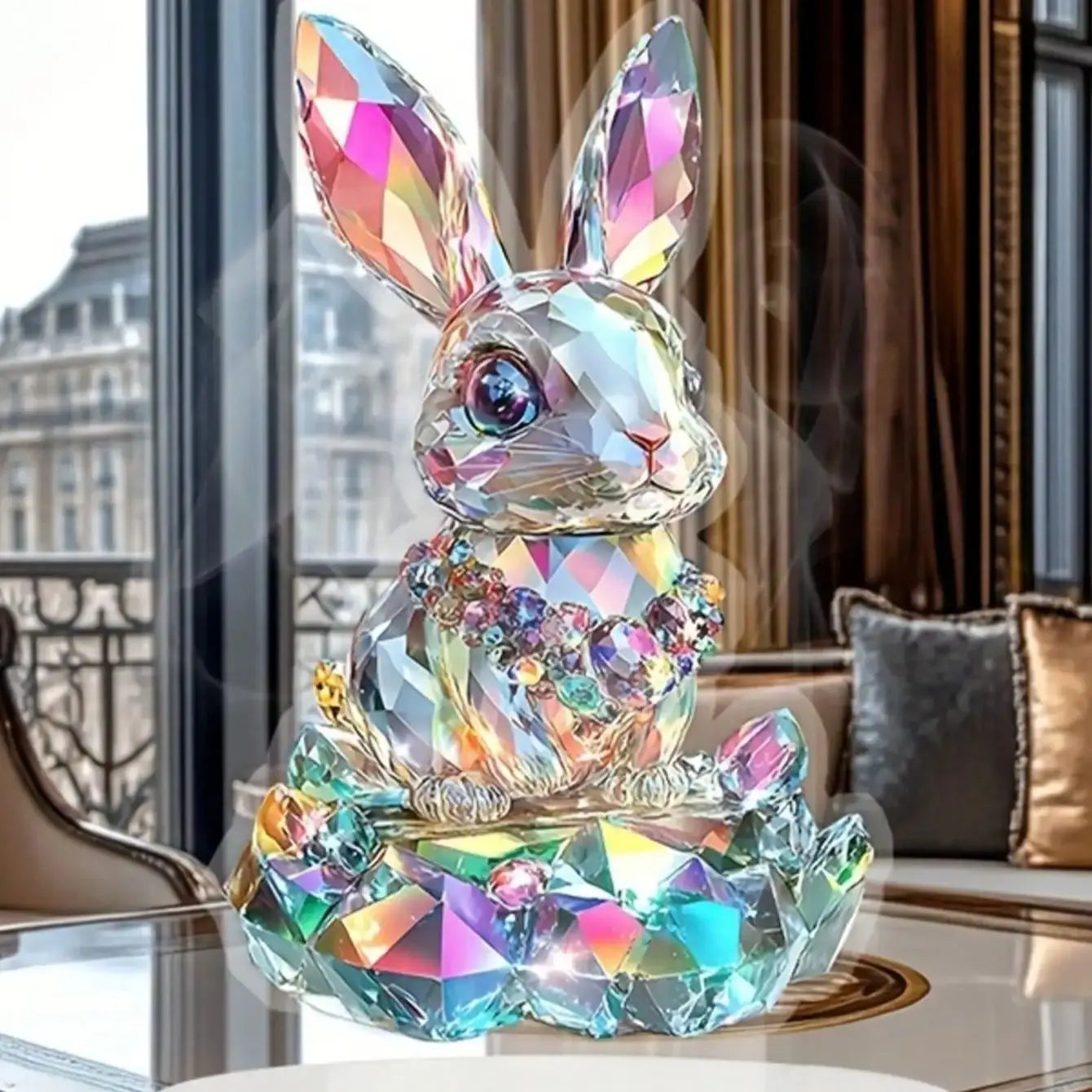 Easter Bunny Crystal Figurine - Home Decor 1pc