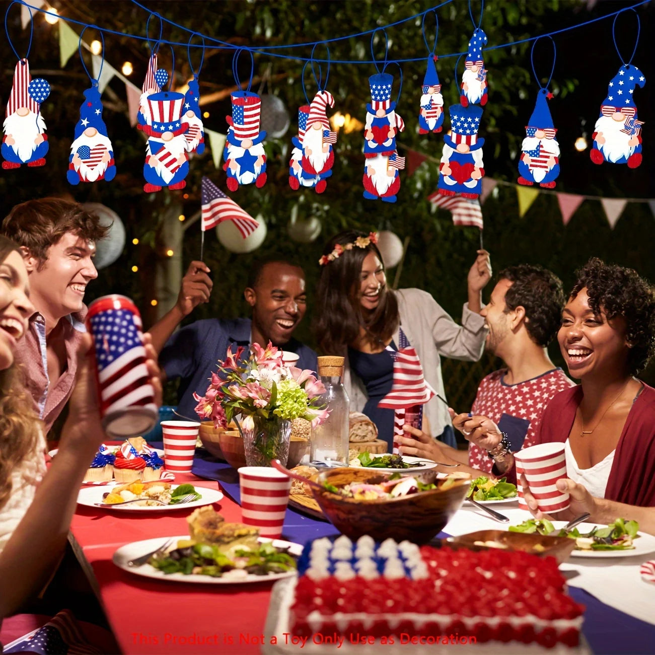 4th July Ornaments - Red White Blue Patriotic Gnomes 57c 
 revised to