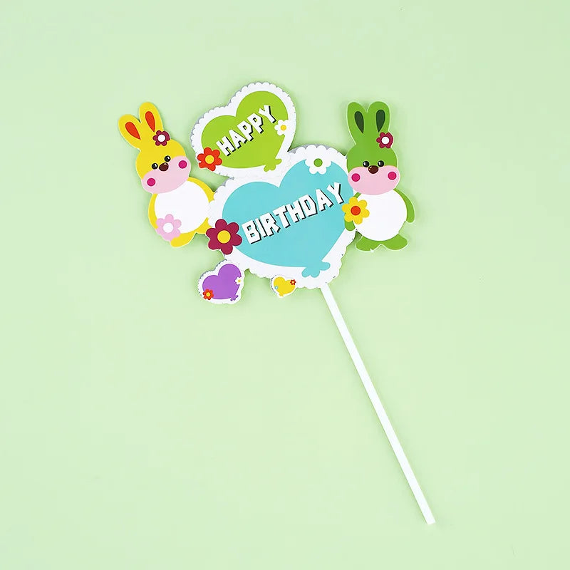 Bunny Cake Topper - Happy Birthday Kid Party Decor