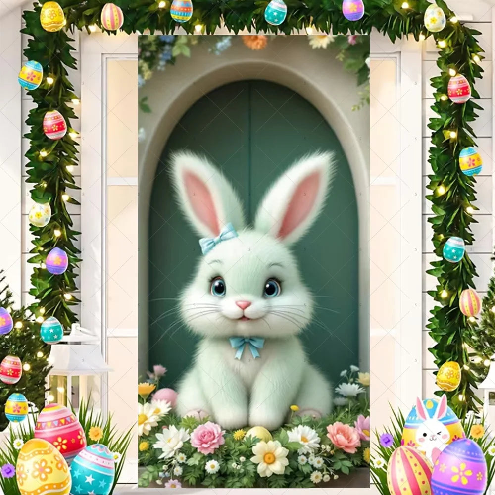 Easter Bunny Door Cover - Spring Garden Party Decor