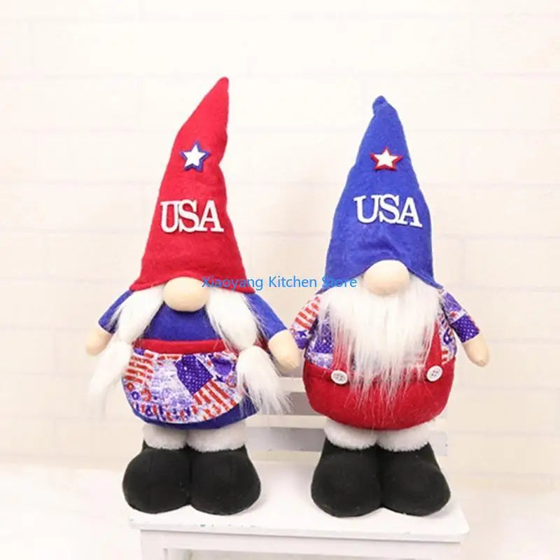 Patriotic Gnome Figurine - American Flag Red White Blue
