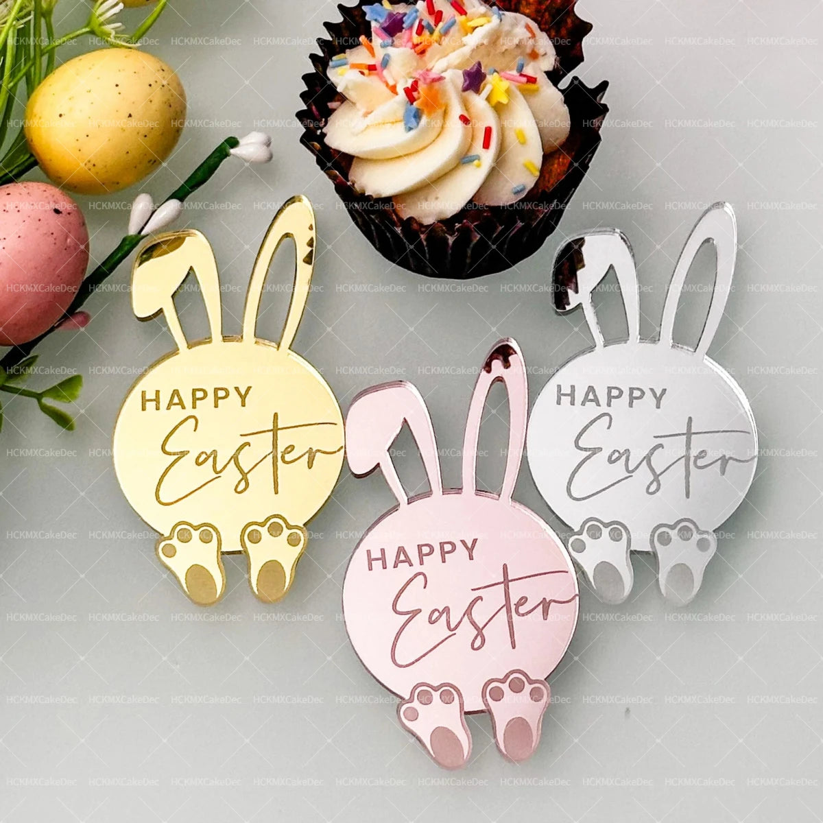 Easter Cupcake Toppers - Rabbit Cake Decor 5pc