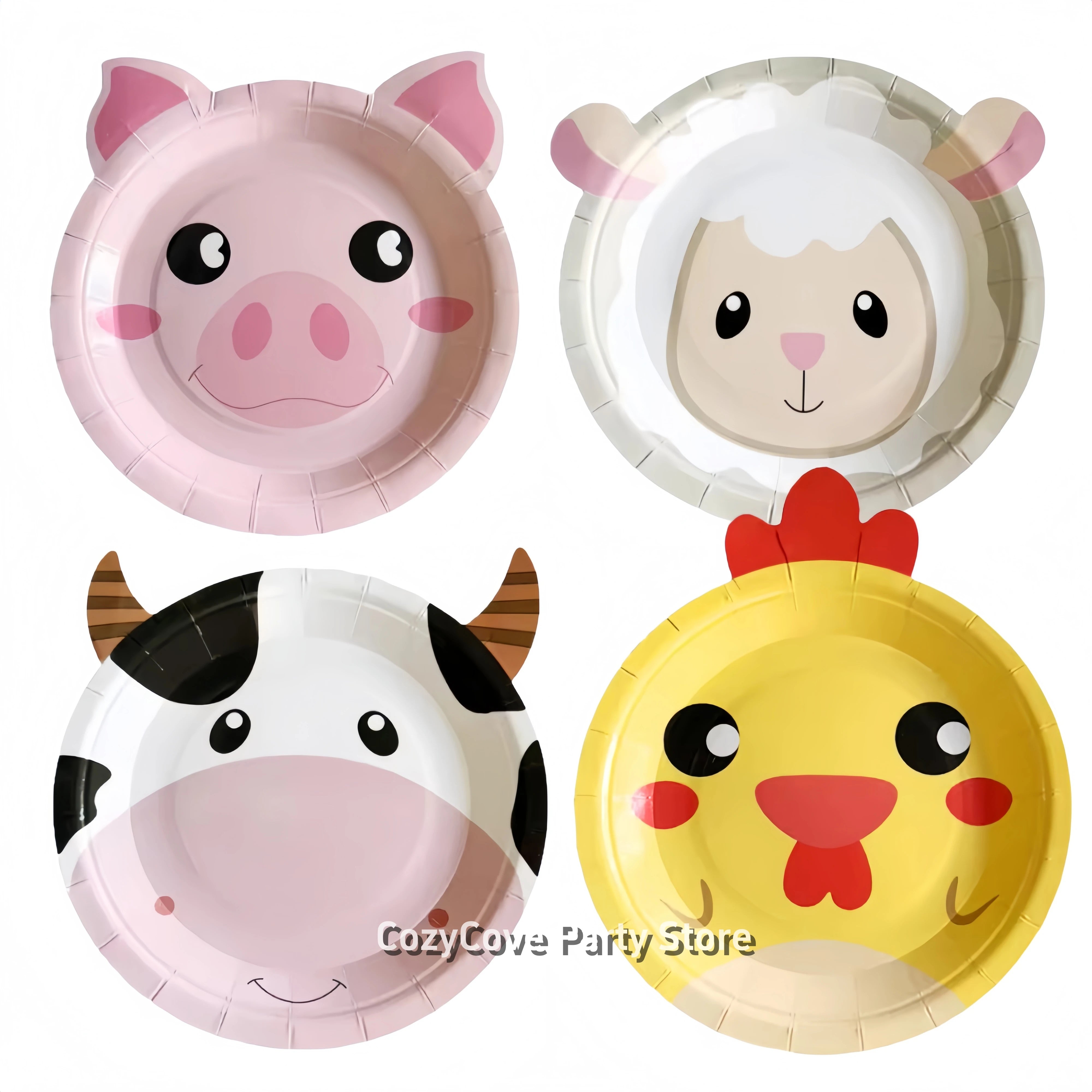 Farm Animals Party Plates - Birthday Baby Shower 10pc