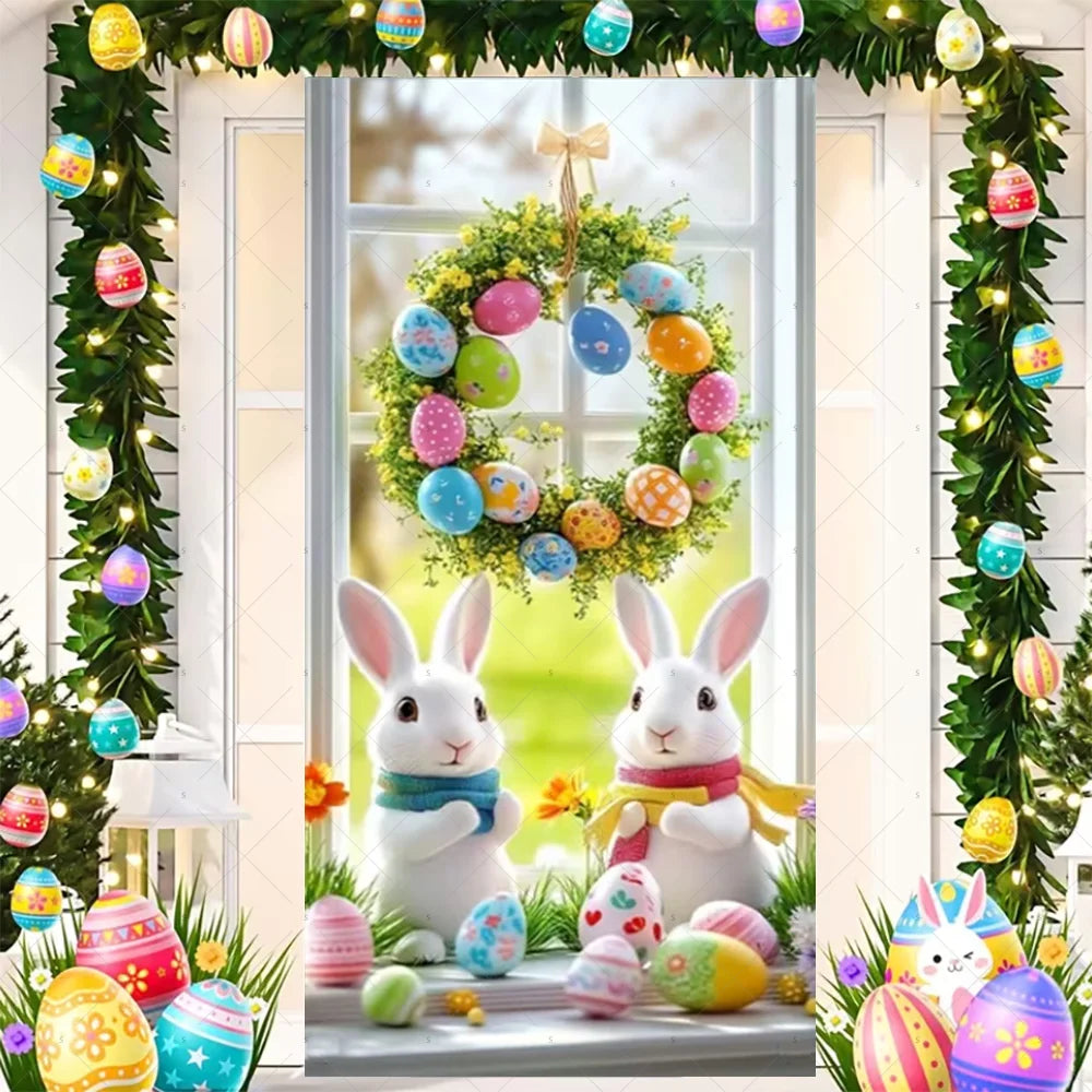 Easter Bunny Door Cover - Spring Garden Party Decor