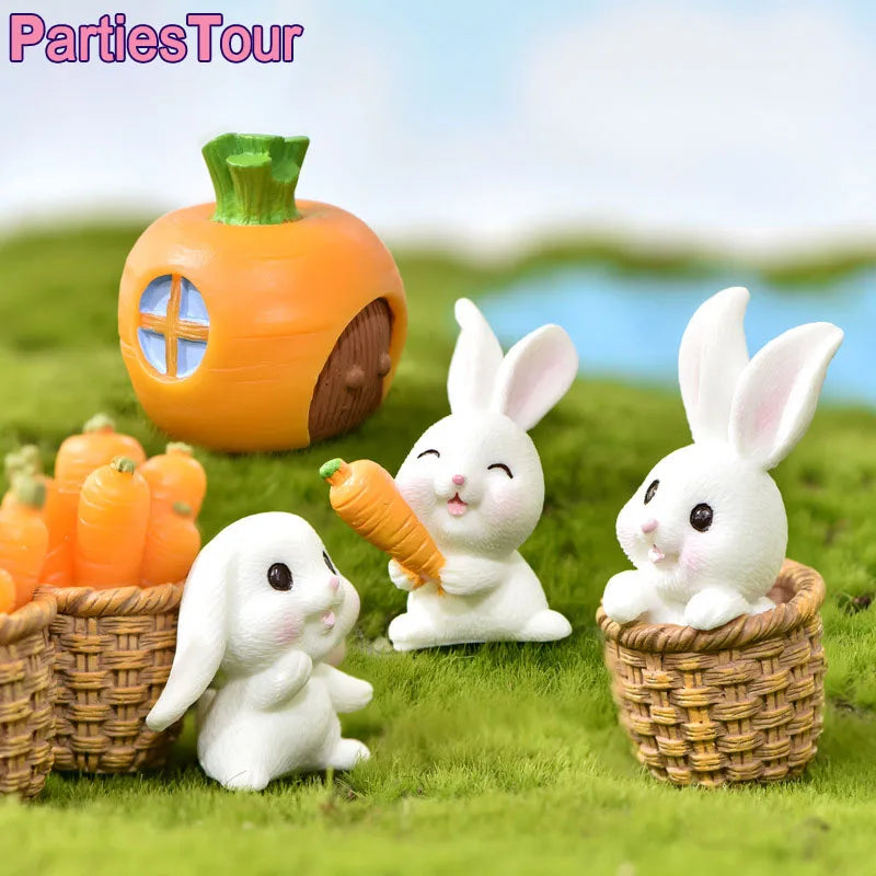 Rabbit Cake Topper - Easter Birthday Party Mini Bunny 12pc