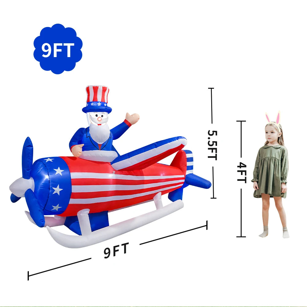 Patriotic Inflatable Plane - American Flag Decor Red White Blue
