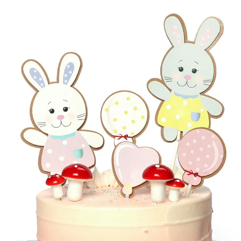 Bunny Cake Topper - Happy Birthday Kid Party Decor