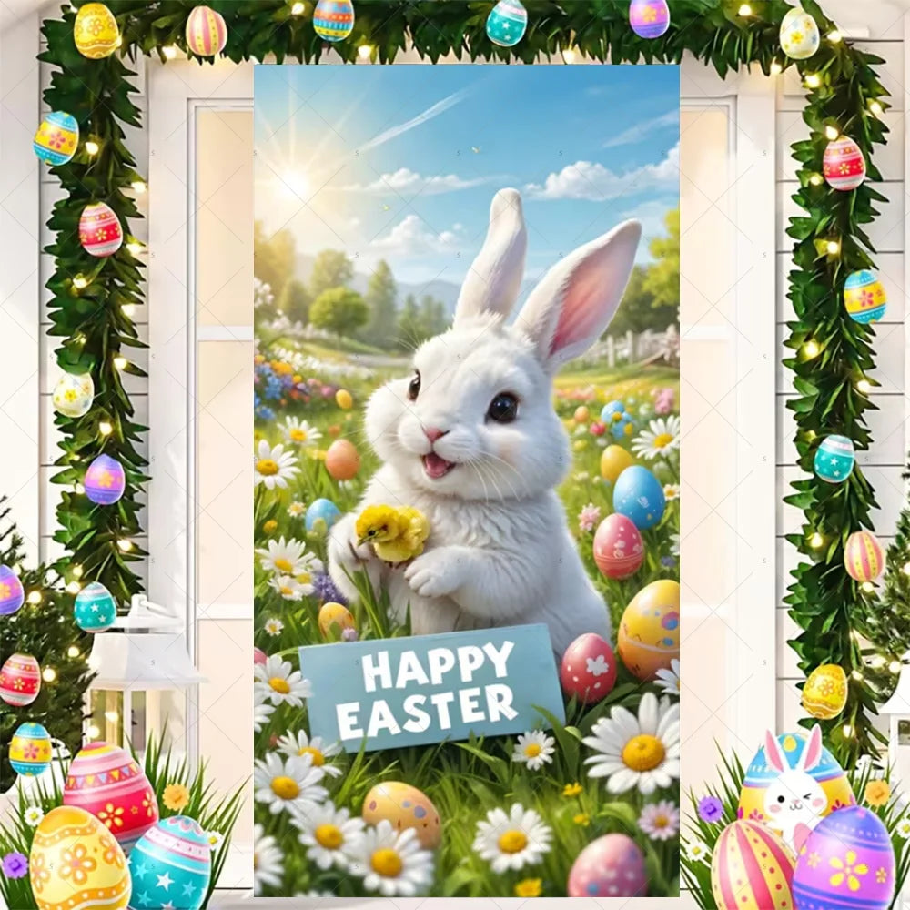 Easter Bunny Door Cover - Spring Garden Party Decor