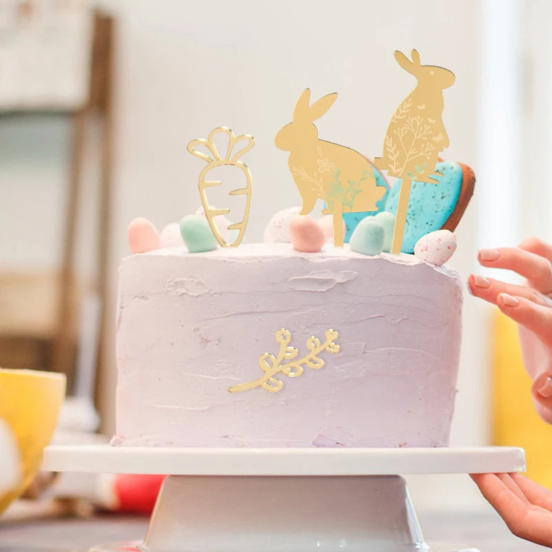 Easter Bunny Cake Topper - Happy Easter Party Decor 5pc