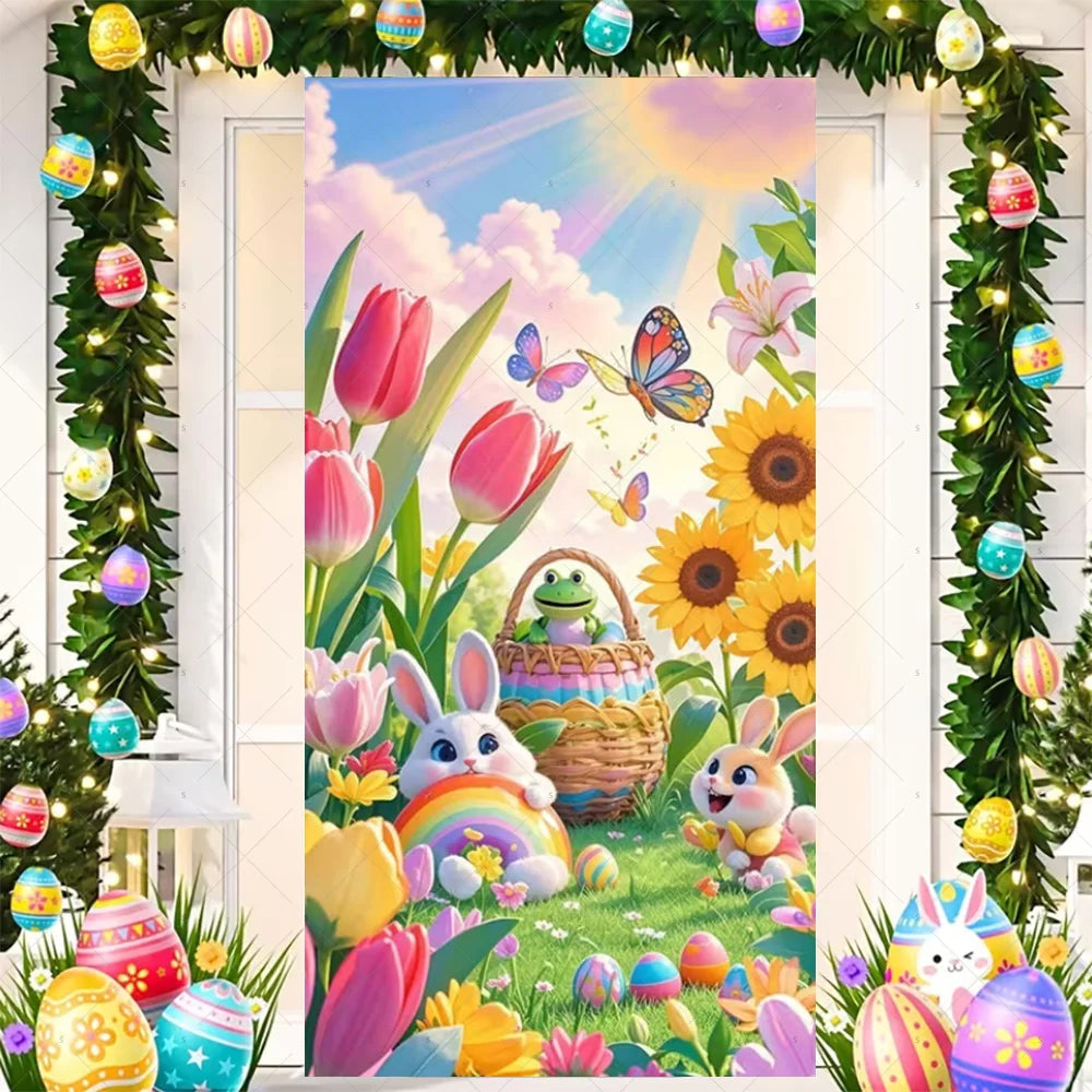 Easter Bunny Door Cover - Spring Garden Party Decor