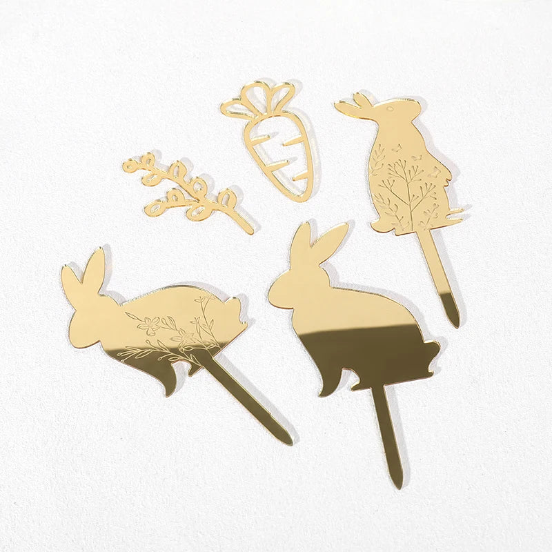 Easter Bunny Cake Topper - Happy Easter Party Decor 5pc