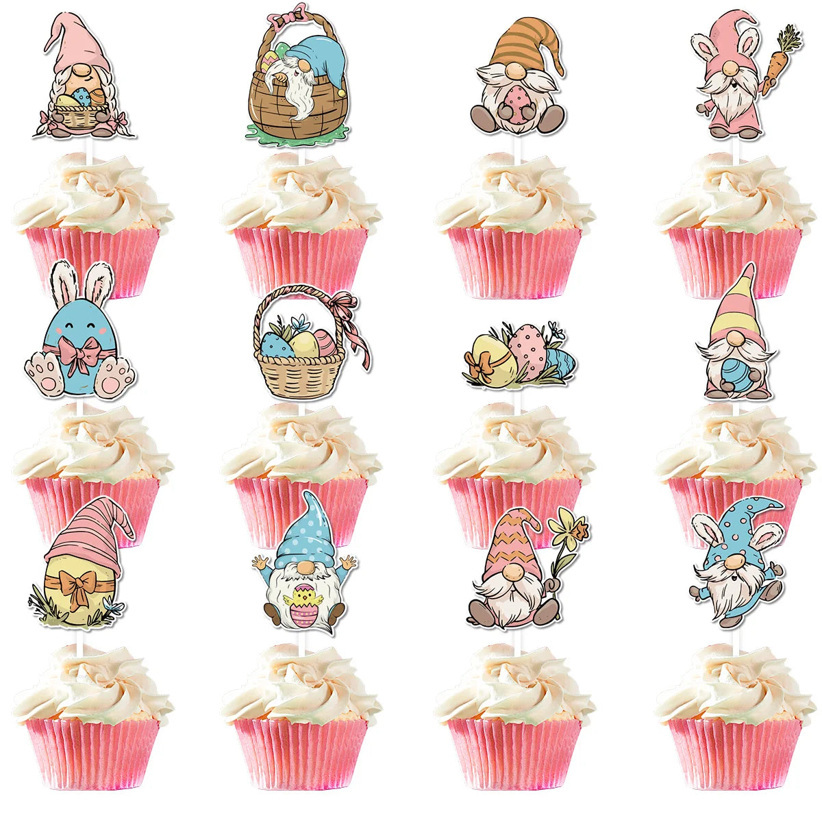 Easter Bunny Cupcake Toppers - Easter Party Decor 12pc
