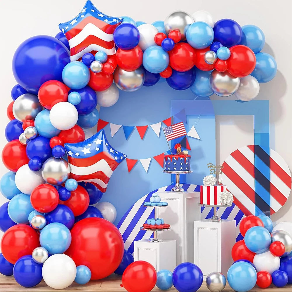 Patriotic Balloon Arch Kit - Multi Color July 4th Decor