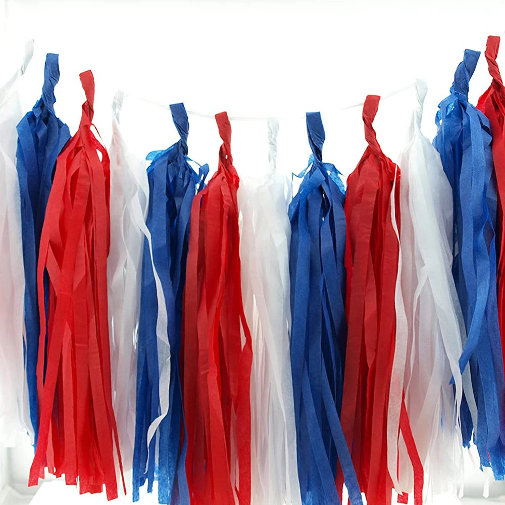 Fourth of July Tassel Garland - Red White Blue Decor
