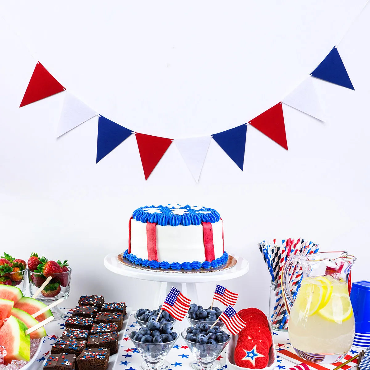 Patriotic Banner - Red White Flag Garland 4th July Decor