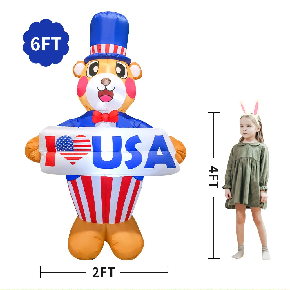 Patriotic Inflatable Plane - American Flag Decor Red White Blue