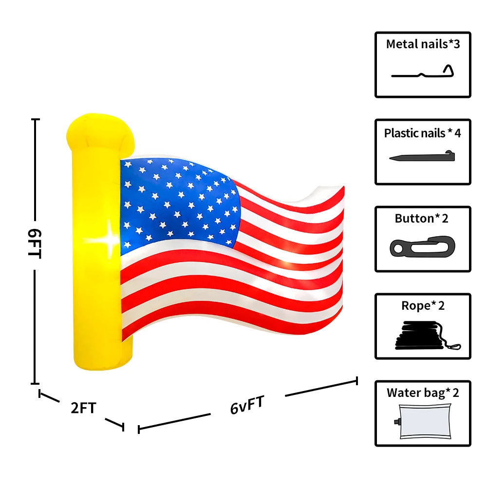 Patriotic Inflatable Plane - American Flag Decor Red White Blue