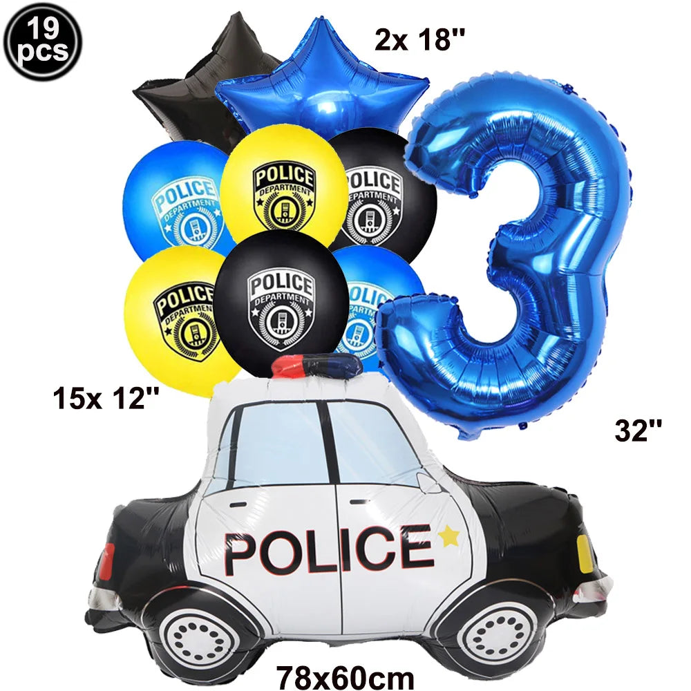 Police Car Balloons - Fun Kids Party Decorations