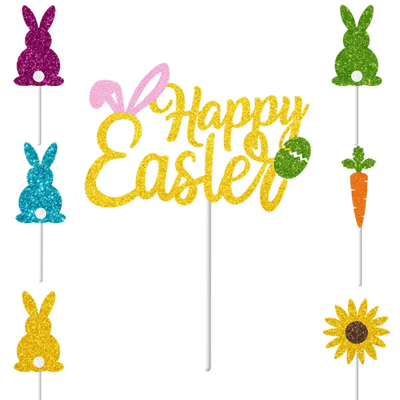 Bunny Cake Topper - Happy Birthday Kid Party Decor