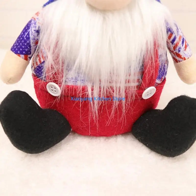 Patriotic Gnome Figurine - American Red White Blue Decor 57c