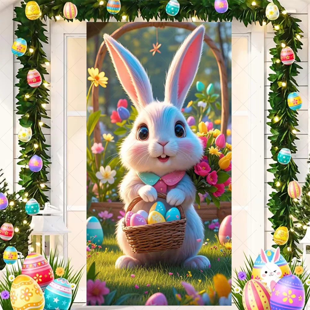 Easter Bunny Door Cover - Spring Garden Party Decor