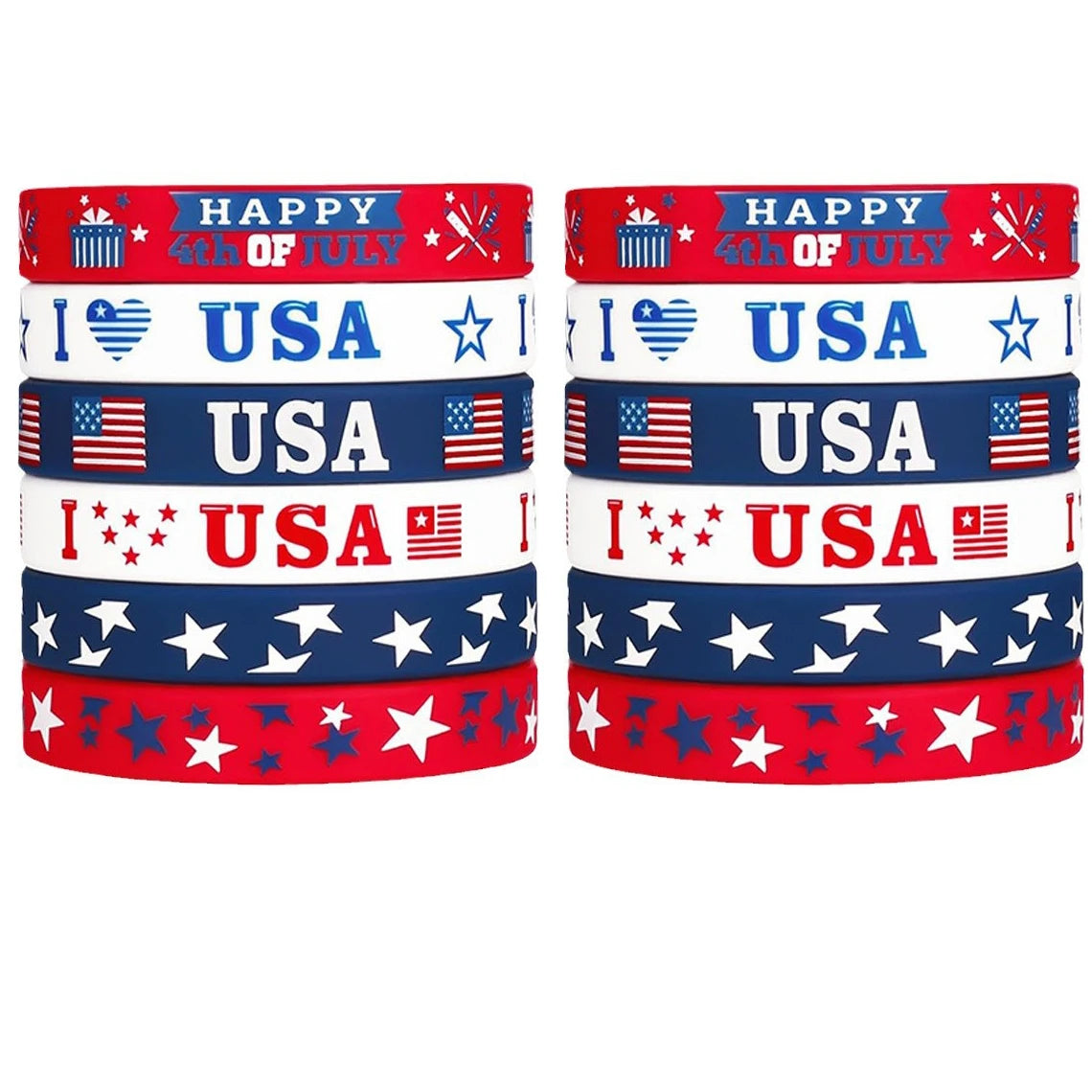 USA Patriotic Wristbands - Red White Blue Silicone Bands