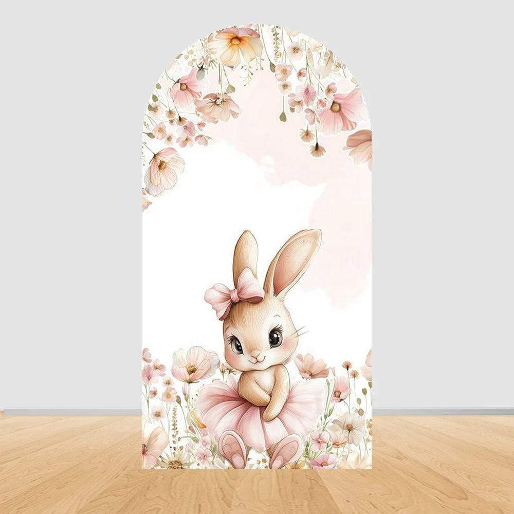 Easter Bunny Birthday Arch Backdrop - Girl Party Decor