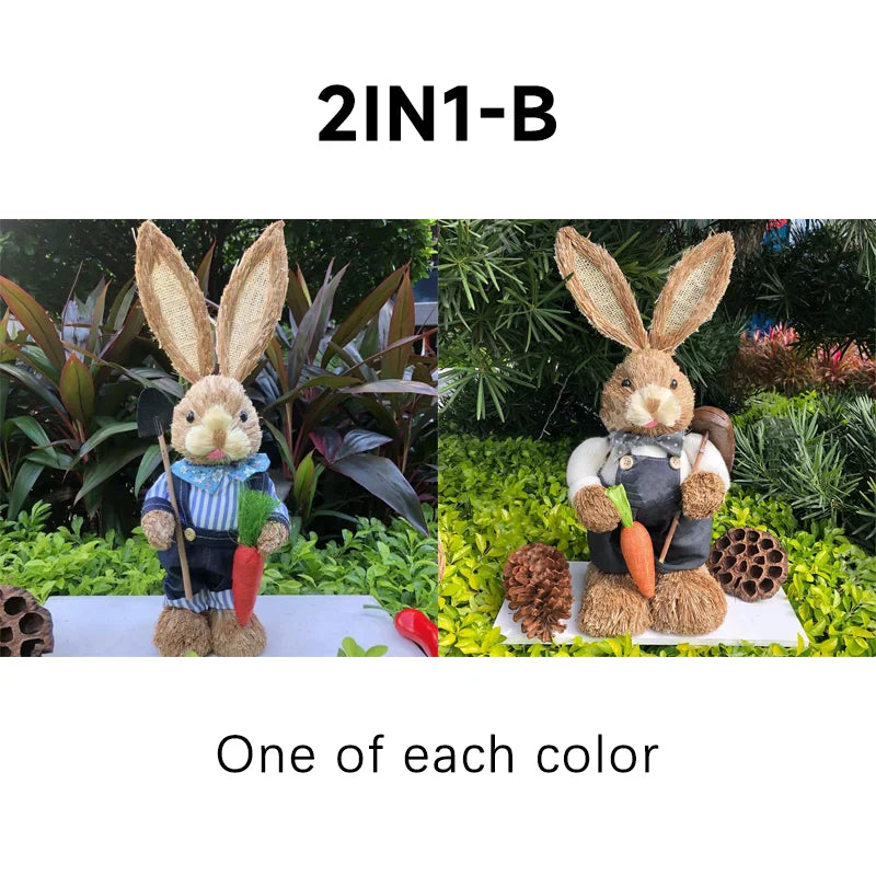 Easter Bunny Straw Figure Decoration - Easter Home Decor 35cm