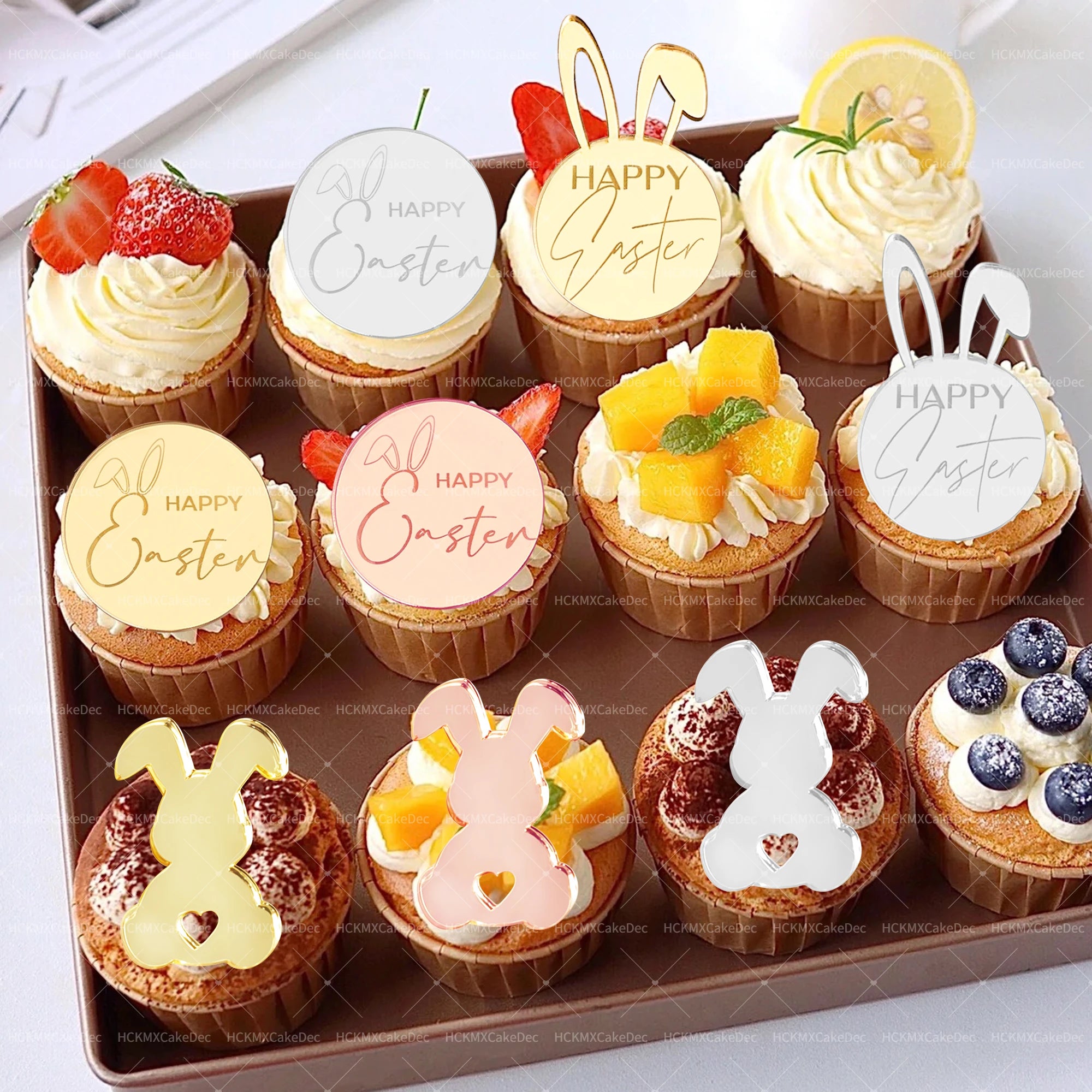 Easter Cupcake Toppers - Rabbit Cake Decor 5pc