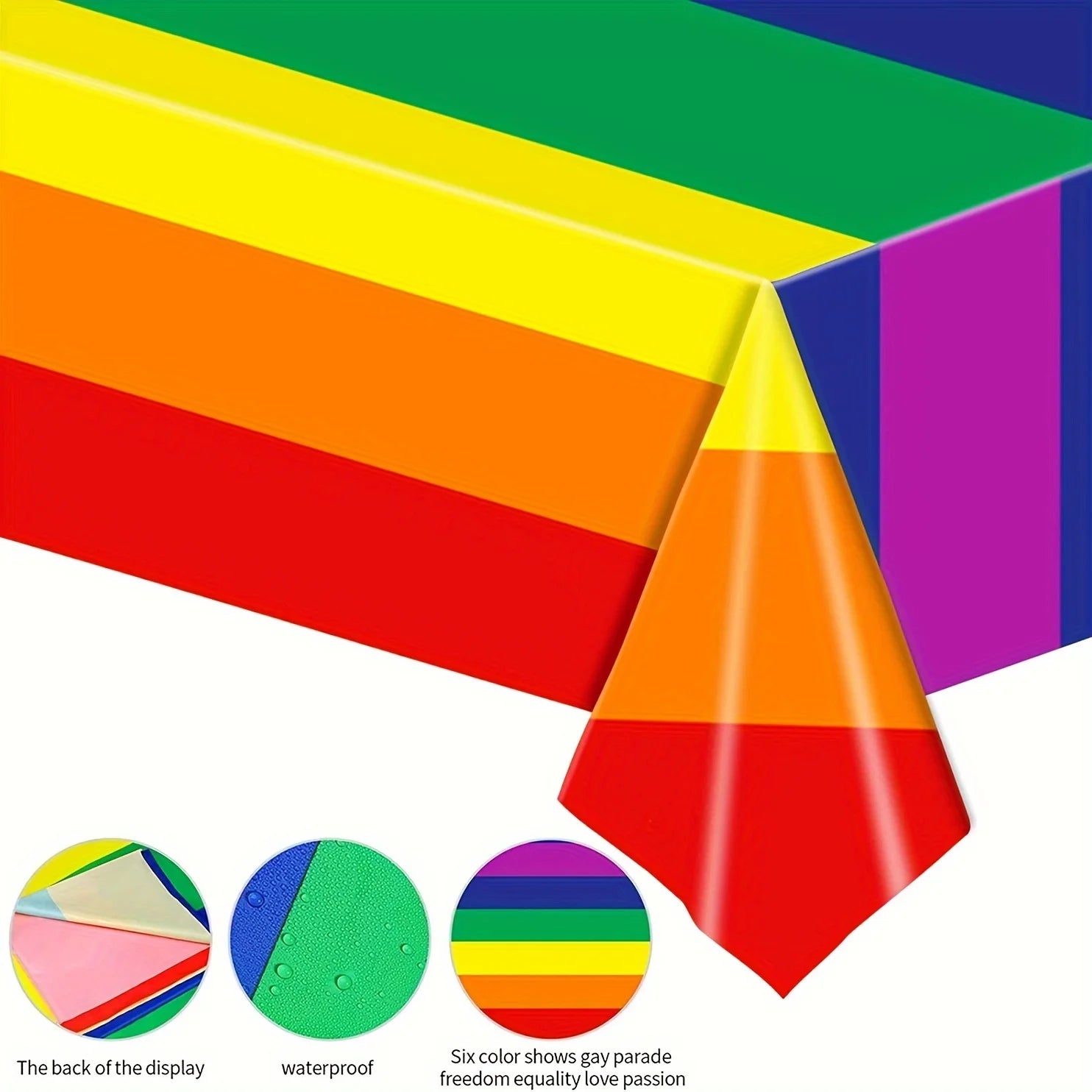Rainbow Stripe Tablecloths - Disposable Waterproof July 4th Decor