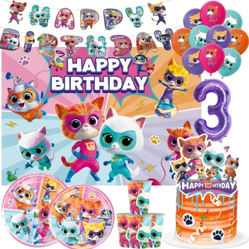 Superkitties Birthday Balloons Party Decor - Kids Baby Shower