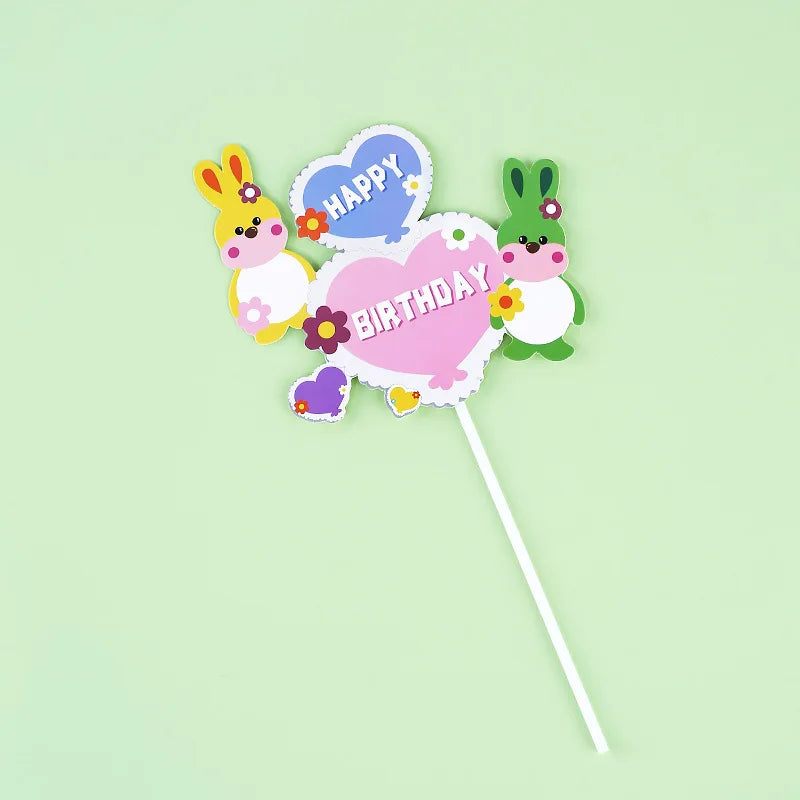 Bunny Cake Topper - Happy Birthday Kid Party Decor