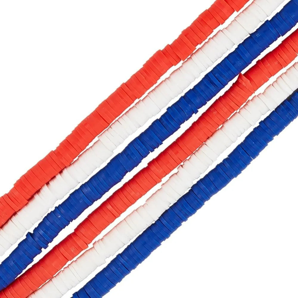 4th of July Beads - Red White Blue Disc Beads American