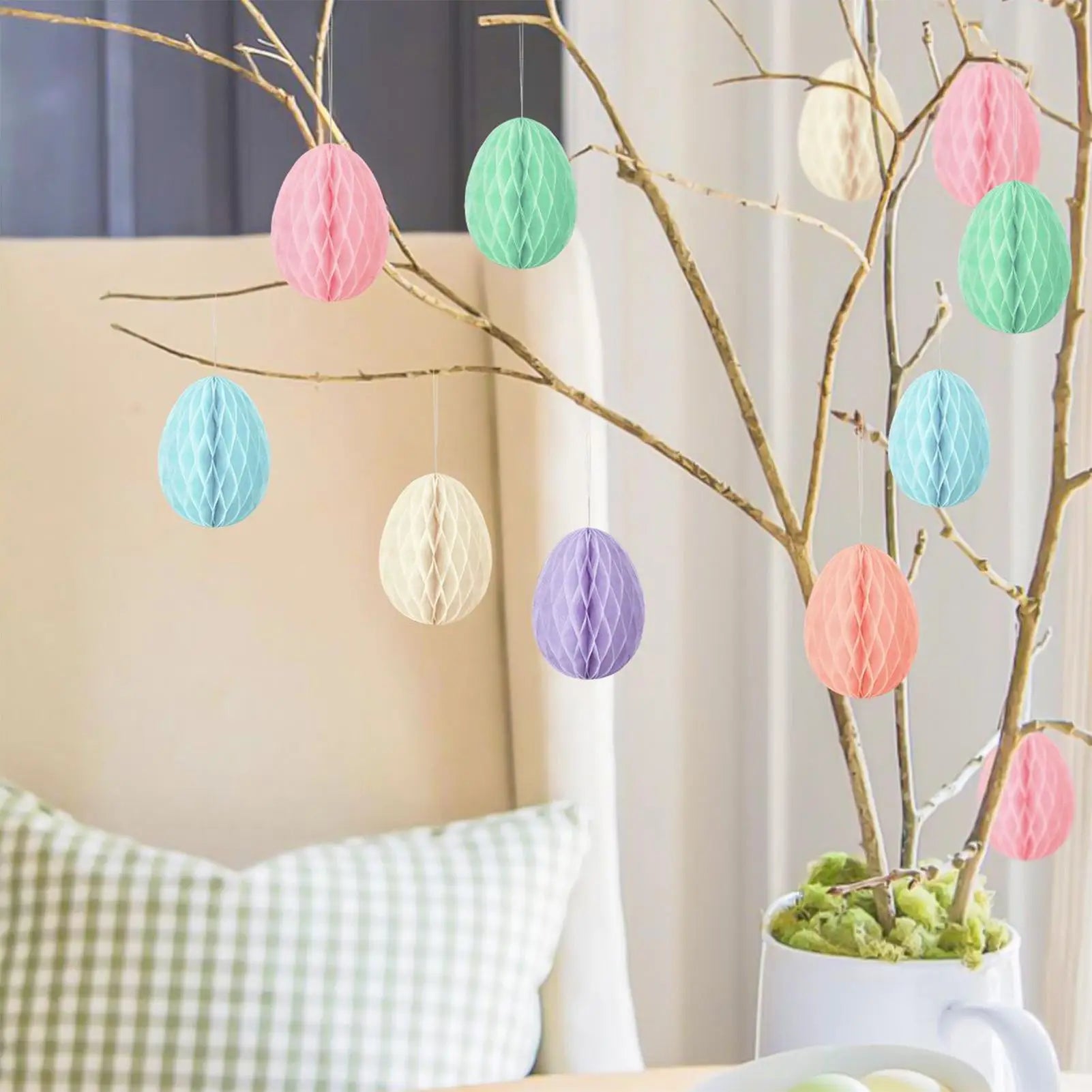 Easter Paper Ball Ornament - Easter Egg Decor 12pc