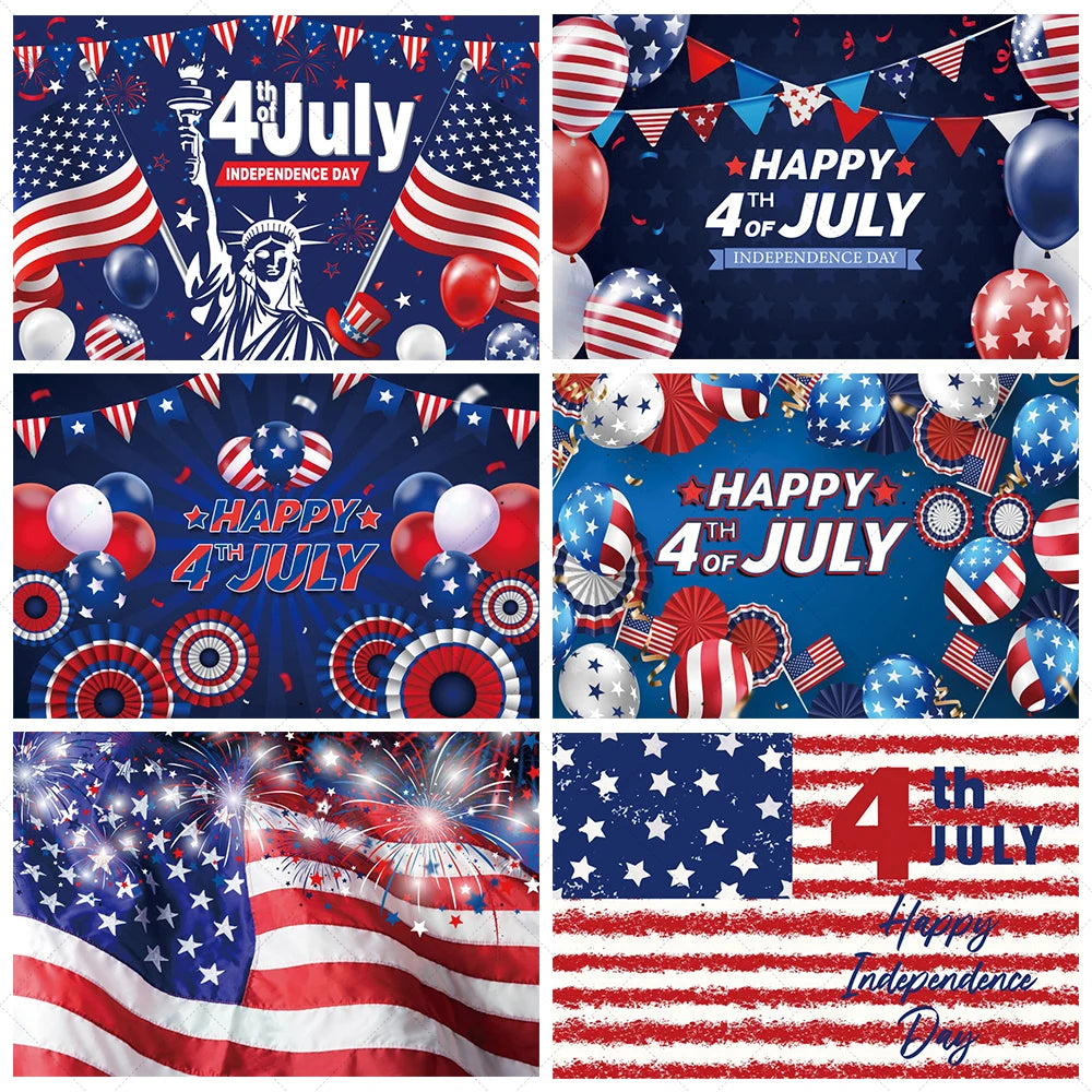 USA Flag Star Balloon Banner - Red White Blue Celebration