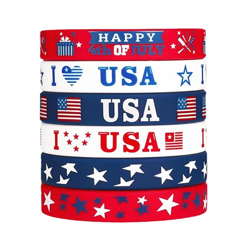 USA Patriotic Wristbands - Red White Blue Silicone Bands