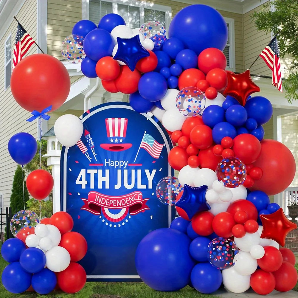 Fourth of July Balloon Garland - Red White Blue Patriotic Decor