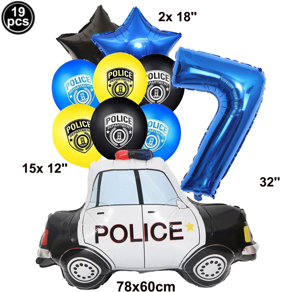 Police Car Balloons - Fun Kids Party Decorations