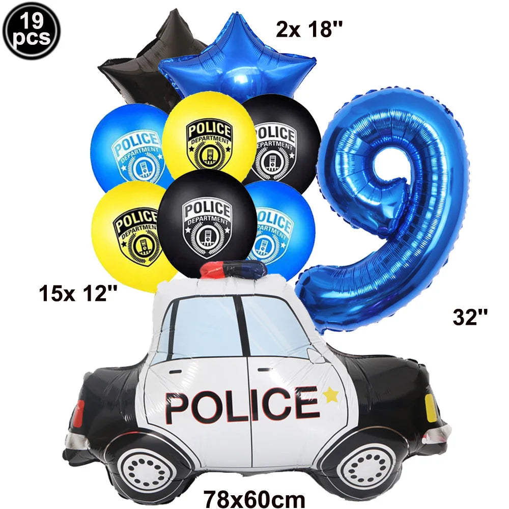 Police Car Balloons - Fun Kids Party Decorations