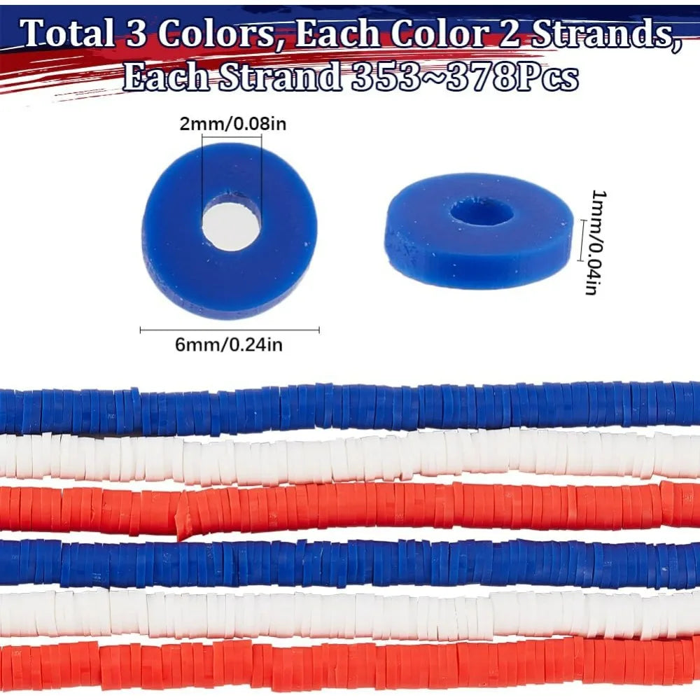 4th of July Beads - Red White Blue Disc Beads American
