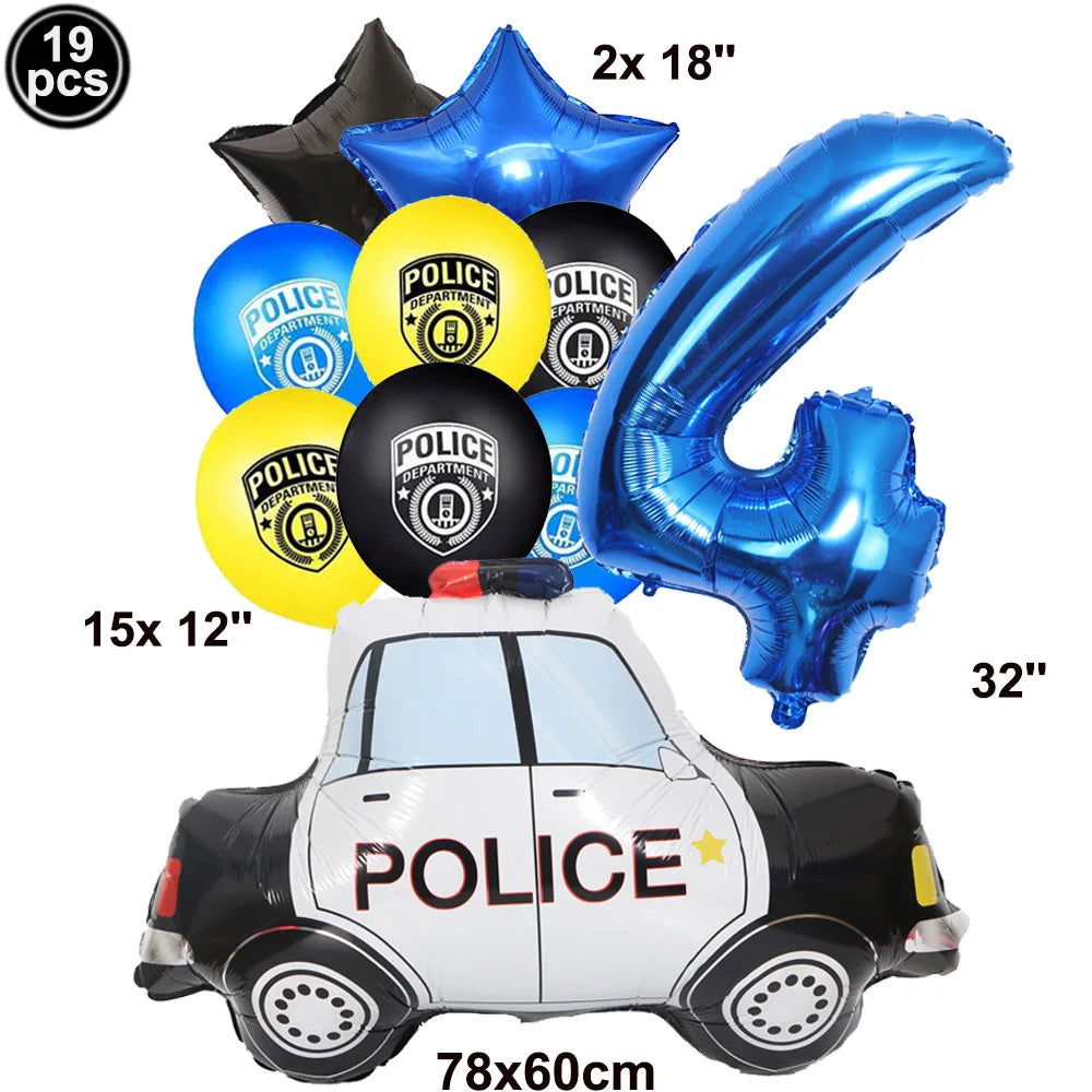 Police Car Balloons - Fun Kids Party Decorations