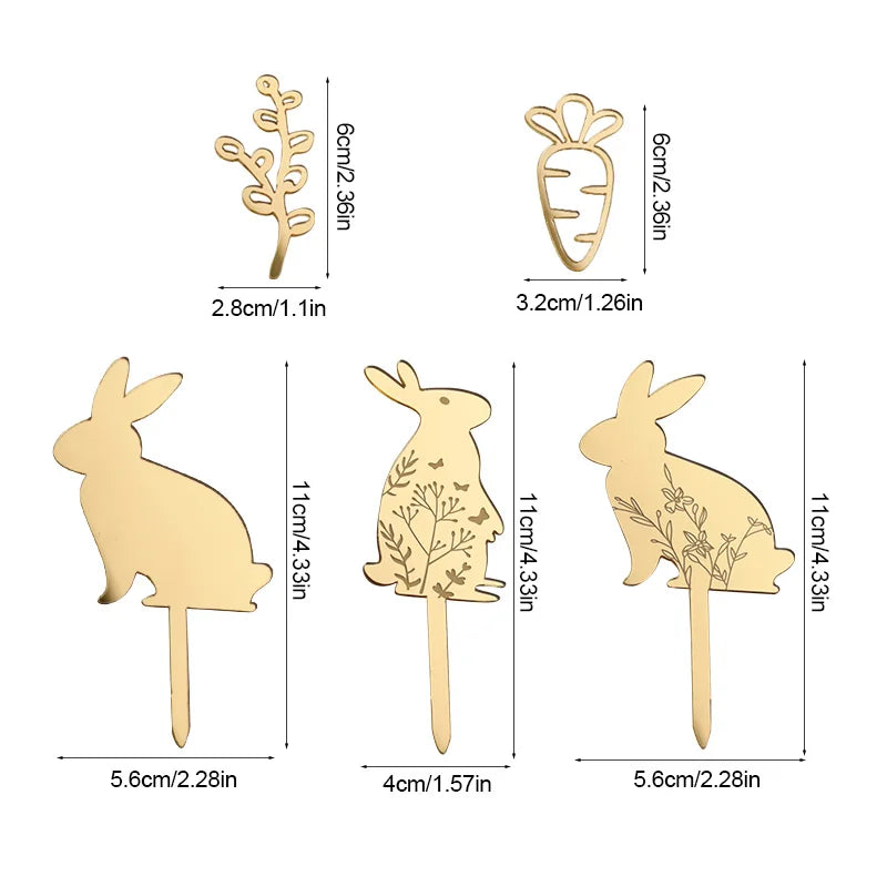 Easter Bunny Cake Topper - Happy Easter Party Decor 5pc