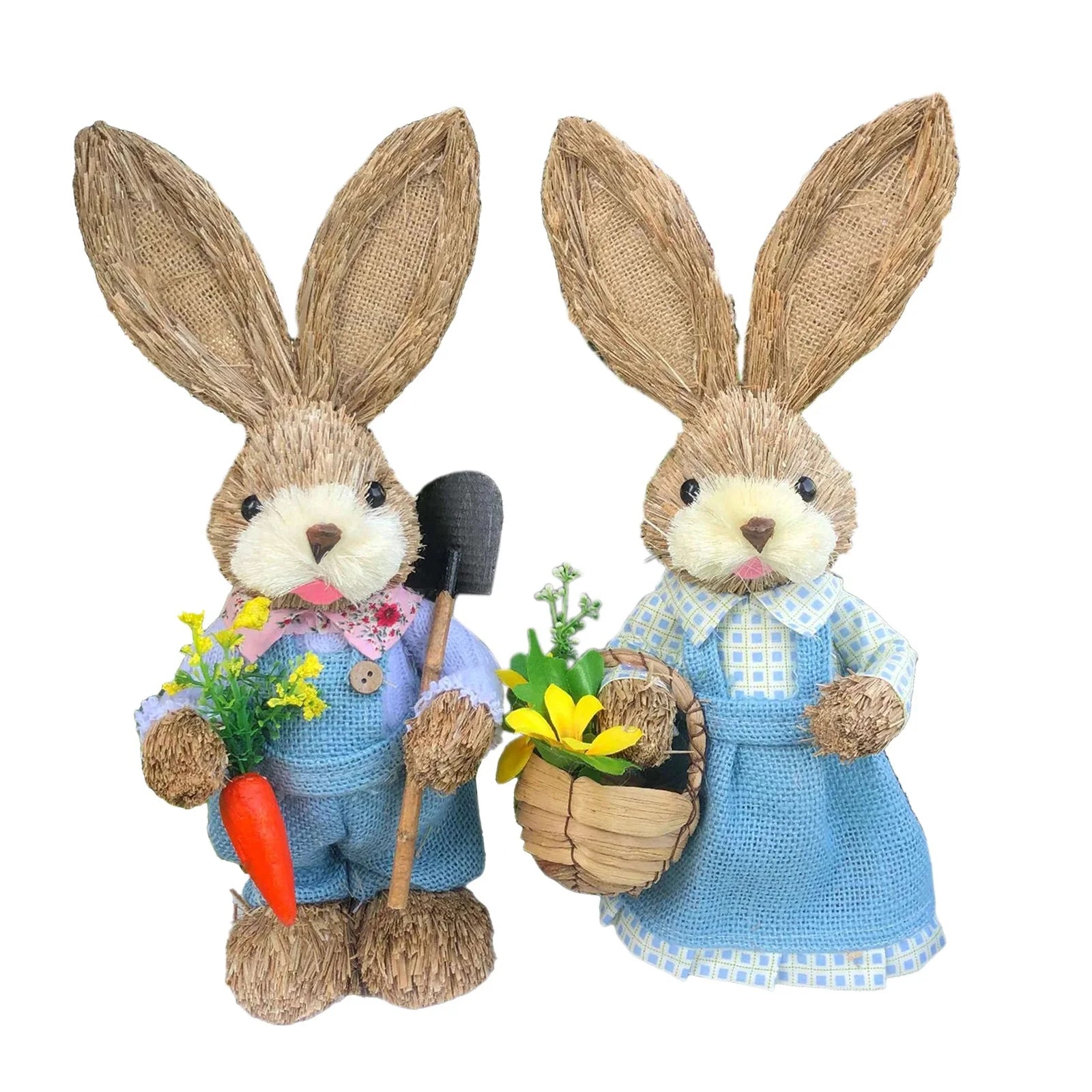 Easter Bunny Straw Figure Decoration - Easter Home Decor 35cm