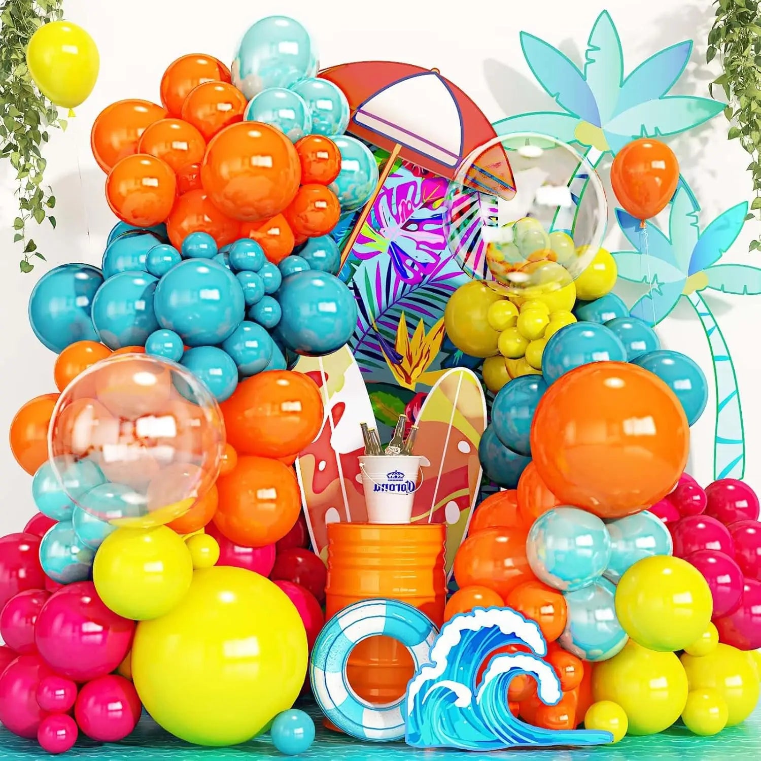 Neon Balloon Arch – Rainbow Summer Party Decor