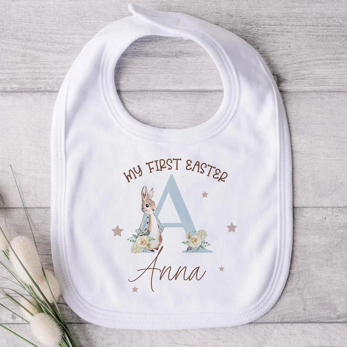 Easter Baby Bunny Bib - Personalized Newborn Gift 1pc