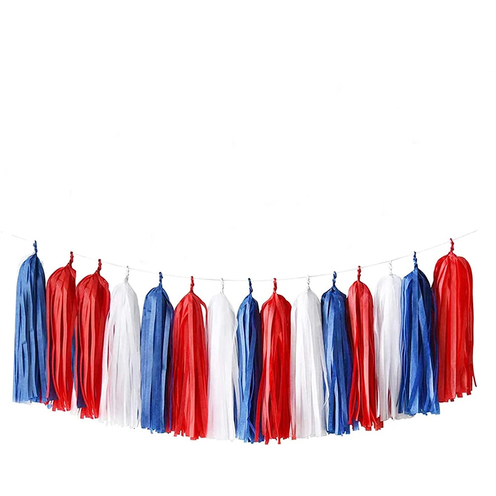 Fourth of July Tassel Garland - Red White Blue Decor