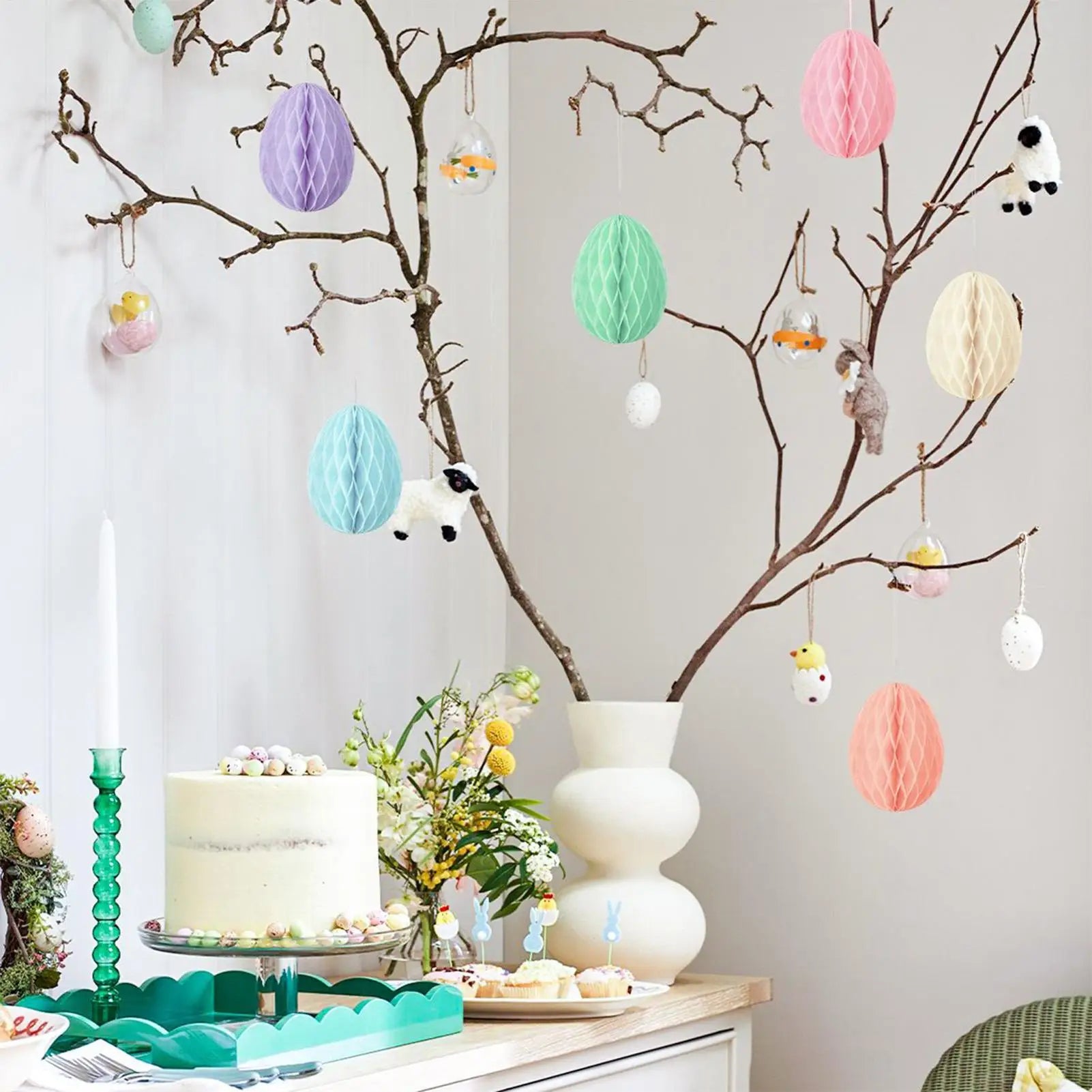 Easter Paper Ball Ornament - Easter Egg Decor 12pc