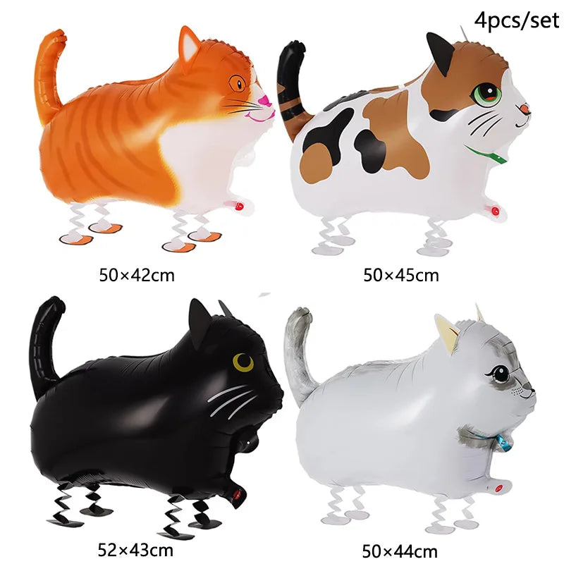 Cat Animal Balloons - Birthday Party Pet Theme Decor 4pc